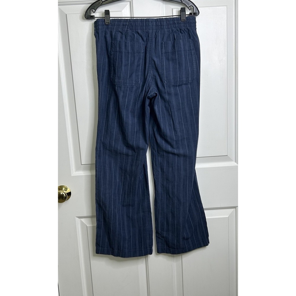 LL Bean Chambray Pants Womens 8 Favorite Fit Striped Drawstring Lightweight Blue - Picture 2 of 10